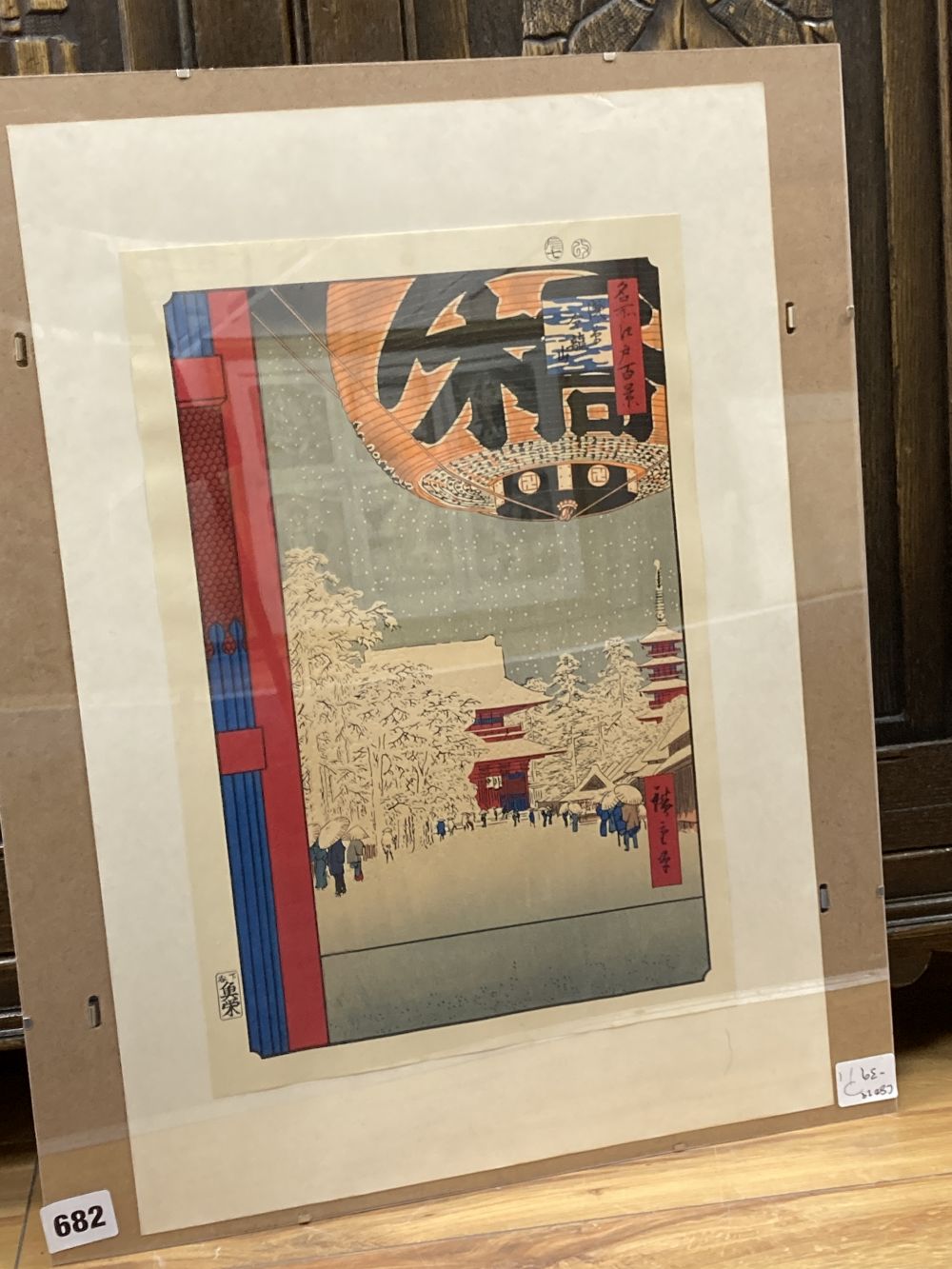 Two Japanese woodblock prints, Fireworks and Lantern in the snow, 37 x 25cm, unframed